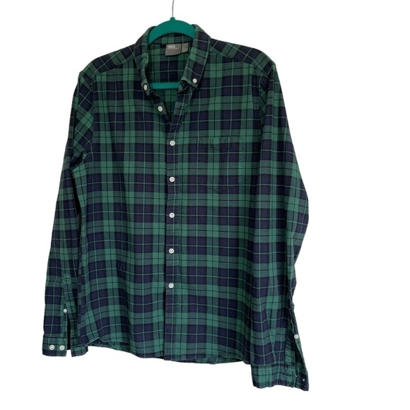 ASOS Green Plaid Button Down Shirt Size L - Picture 2 of 8